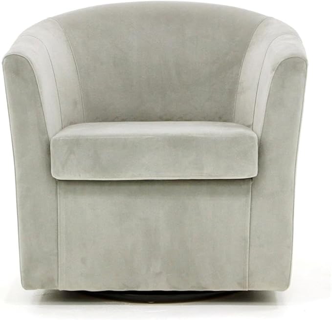 Pemberly Row Traditional Fabric Swivel Club Chair Dove Gray Finish 30H x 30.5W x 27D Flared Arms Padded Seat 360-Degree Swivel Base Comfortable Accent Chair for Living Room or Reading Nook
