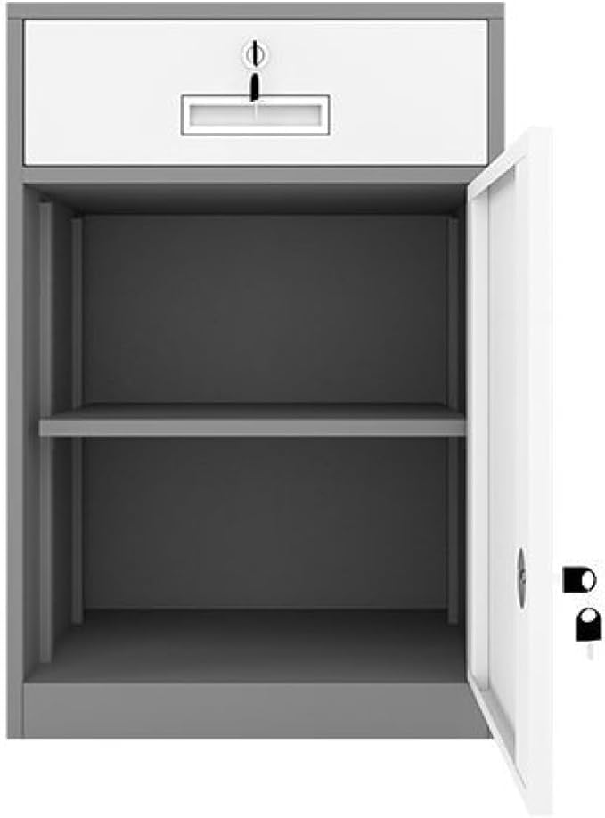 Metal Filing Cabinet with Adjustable Shelves and Drawers for Home Office Storage - Lockable Storage Solution for Organization at Home