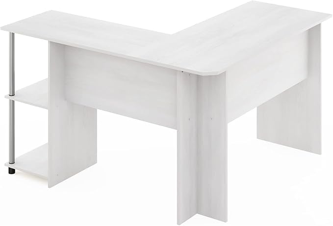 Maykoosh L-Shape Computer Desk with Shelves - Modern Home Office Desk