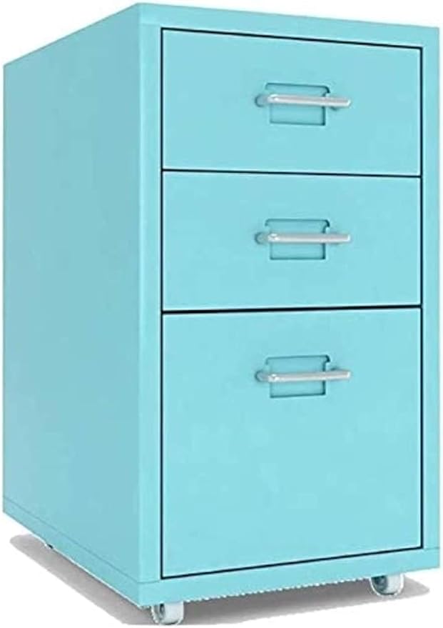 Mobile Filing Cabinet Multi-Layer Drawer Manager Floor-Standing Office Cabinet Commercial Storage Cabinet(Blue)