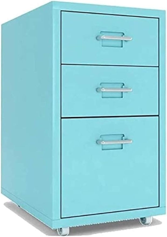 Mobile Filing Cabinet Multi-Layer Drawer Manager Floor-Standing Office Cabinet Commercial Storage Cabinet(Blue)