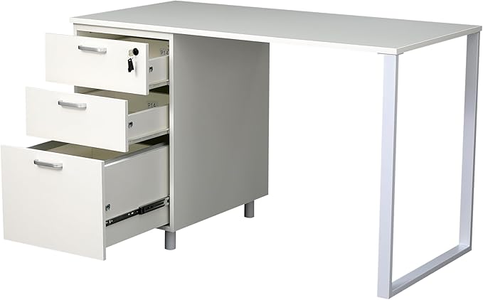 Modern Design Teacher Desk with File Drawer Desk with Locking Drawers by Crafts and Comfort (47 Inch White)