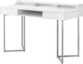 Computer Desk Home Office Laptop Storage Drawers 48 l Work White Laminate Grey Metal Contemporary Modern DZ870