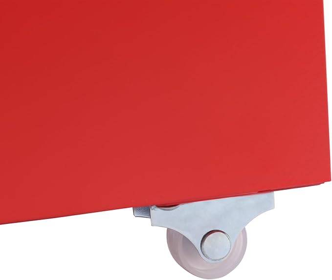 File Cabinet 3 Drawer Filing Cabinet with Wheels Metal Under Desk Storage Cabinet for Home Office Commercial Hanging File Folders Organizer for Letter/A4 Size(Red)