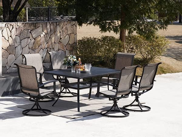 Grand patio Outdoor Swivel Dining Chairs 4-Piece Patio Dining Chairs Set Mesh Sling Patio High Back Swivel Rockers Mixed Coffee