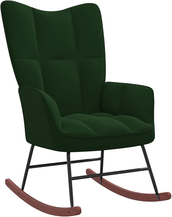 Rocking Chair with Footrest Velvet Dark Green Rocking Chair Breastfeeding Armchairs for Living Room