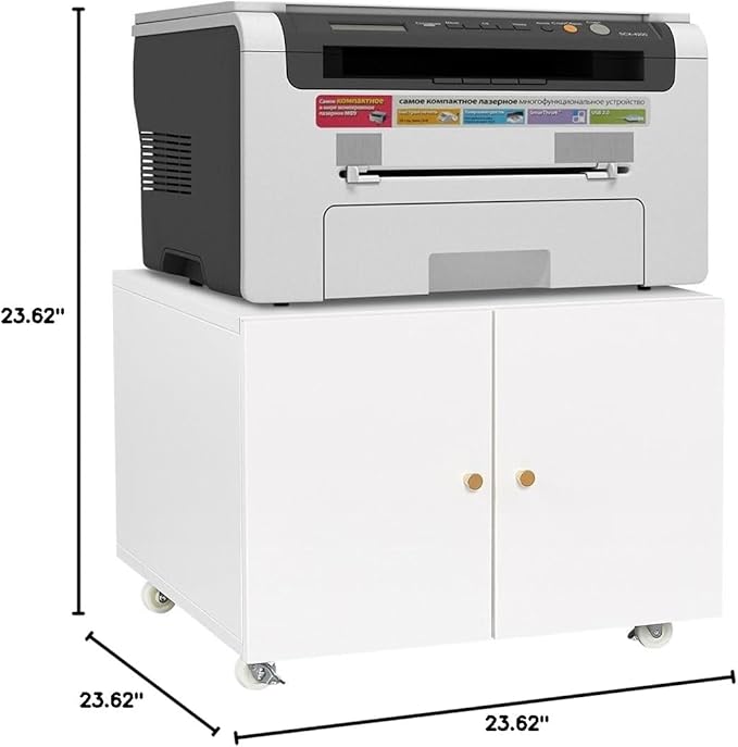 Metal Mobile File Cabinet Rolling Printer Stand Versatile Storage Locker for Home Office White White
