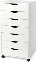 TUSY 7 Drawer Storage Organizer on Wheels Mobile File Cabinet with Locking Casters Tall Chest of Drawers for Home Office White Rolling Storage Drawers for Office Supplies