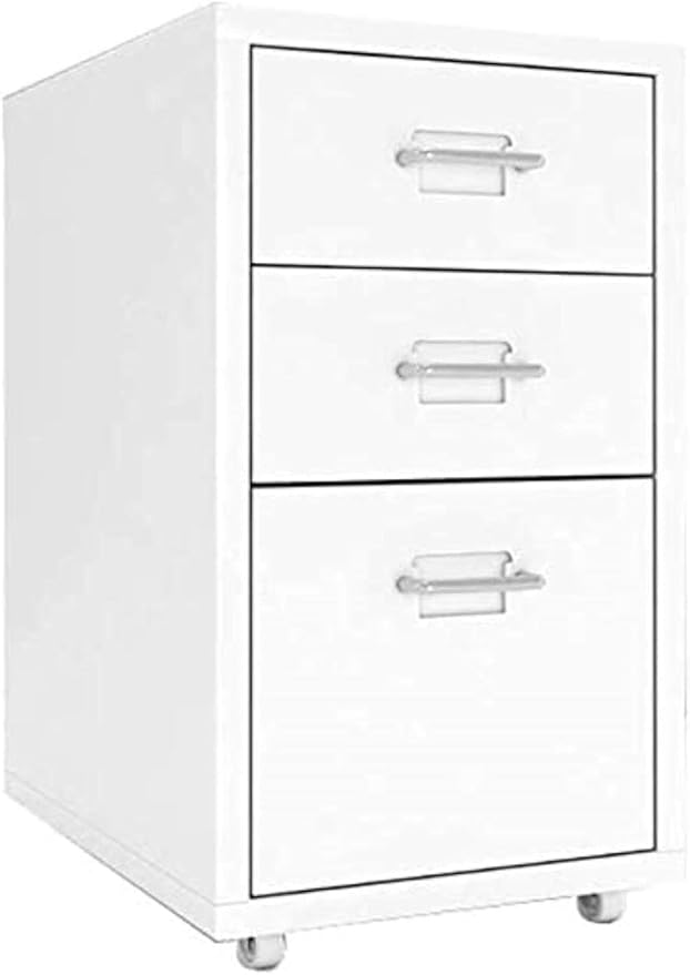 Mobile Filing Cabinet Multi-Layer Drawer Manager Floor-Standing Office Cabinet Commercial Storage Cabinet(White)