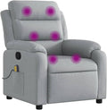 vidaXL Light Gray Massage Recliner Chair - Fabric Armchair with Manual Recline Vibration Massage Side Pocket and Sturdy Frame for Elderly/Living Room