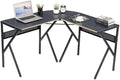 FurnitureR L-Shaped Computer Desk Gaming Table Home Office Corner Desk Writing Study Computer Table with Sturdy Metal Frames for Home Office Saves Space Black (49.2 Inch)