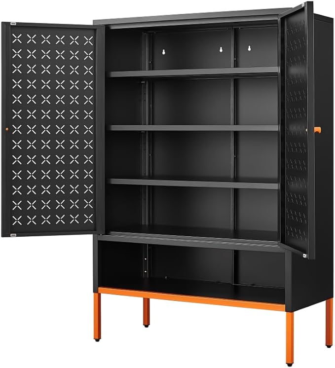 Suitable for Steel Storage cabinets in Living Rooms Kitchens and bedrooms and Office File Cabinet 2 Movable partitions (Hua-Black)