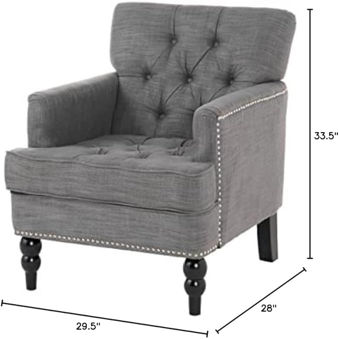 Christopher Knight Home Malone Club Chair Charcoal Grey 28D x 29.5W x 33.5H Inch