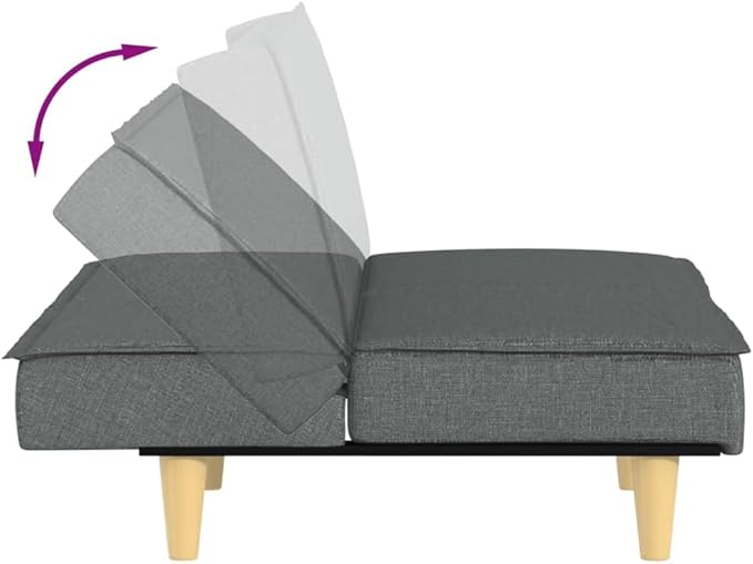vidaXL Convertible Sleeper Sofa Bed with Adjustable Backrests and Complimentary Pillows Durable Fabric Construction Ideal for Small Spaces - Dark Gray