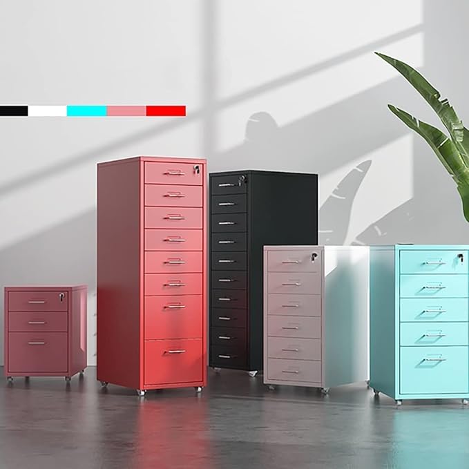 File Cabinet with 3 Drawer Metal Mobile File Cabinet with Lock Casters Under Desk Metal Locker Cabinet for(Color:Black)