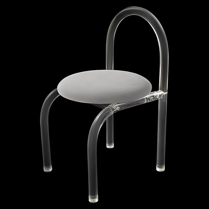 Modern Minimalist Acrylic Chair Clear Vanity Stool with Back and Cushion Small Accent Chair for Makeup Room Living Room Dining Room