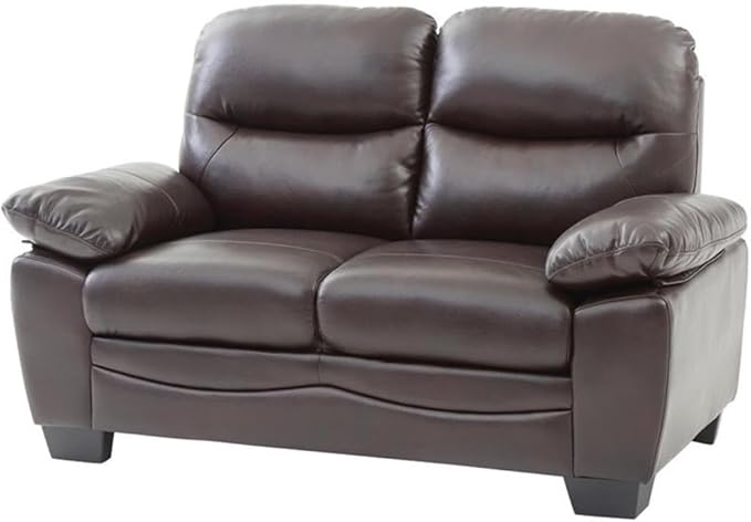 Glory Furniture Marta Faux Leather Loveseat in Dark Brown