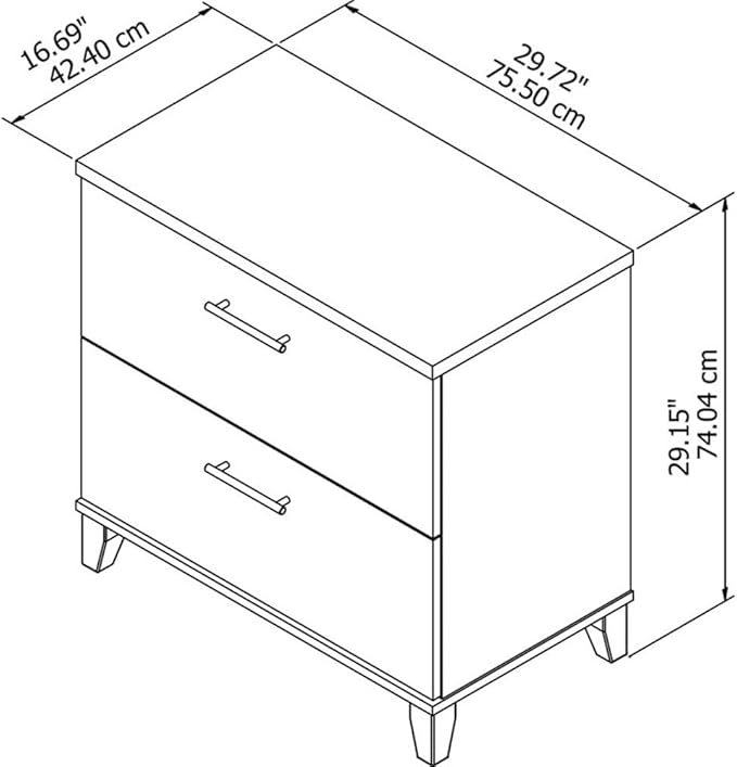 Pemberly Row Lateral 2 Drawer File Cabinet 29.72 W x 16.69 D x 29.15 H Ash Gray Finish Contemporary Metal Hardware Full-Extension Ball Bearing Slides Home Office Filing Storage Solution