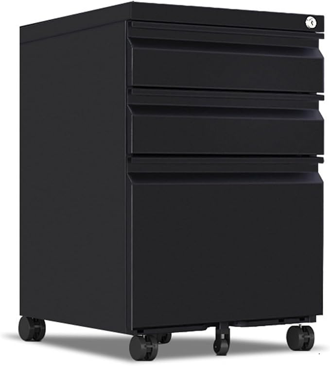 Filing Cabinets for Home Office 3 Drawer File Cabinet Rolling File Cabinet for Letter File Anti-tilt Design Office Drawer Cabinet Under with Lock Space-Saving