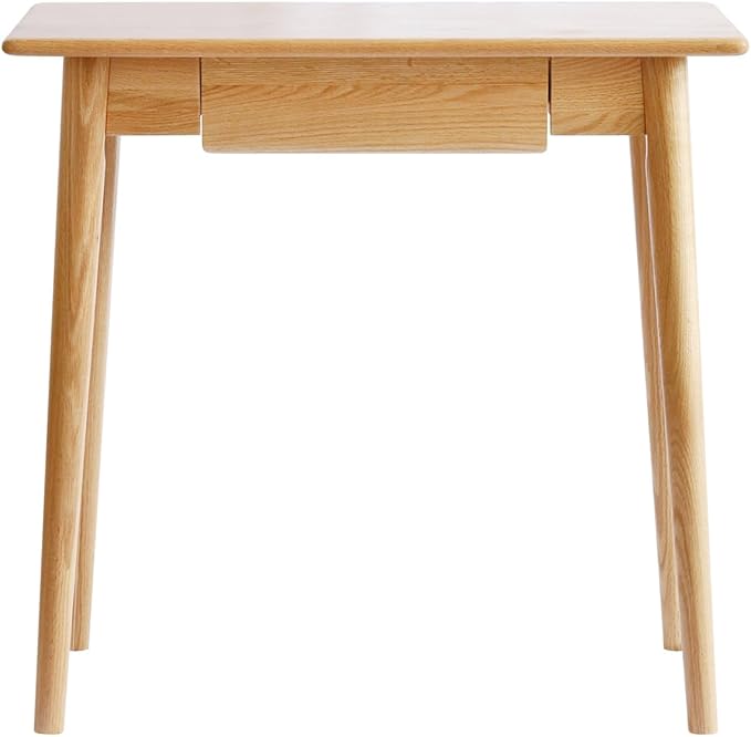 100% Solid Oak Wood Home Office Desk 31 Writing Computer Desk with Drawer Mid Century Modern Desk for Home Office Sturdy Writing Workstation