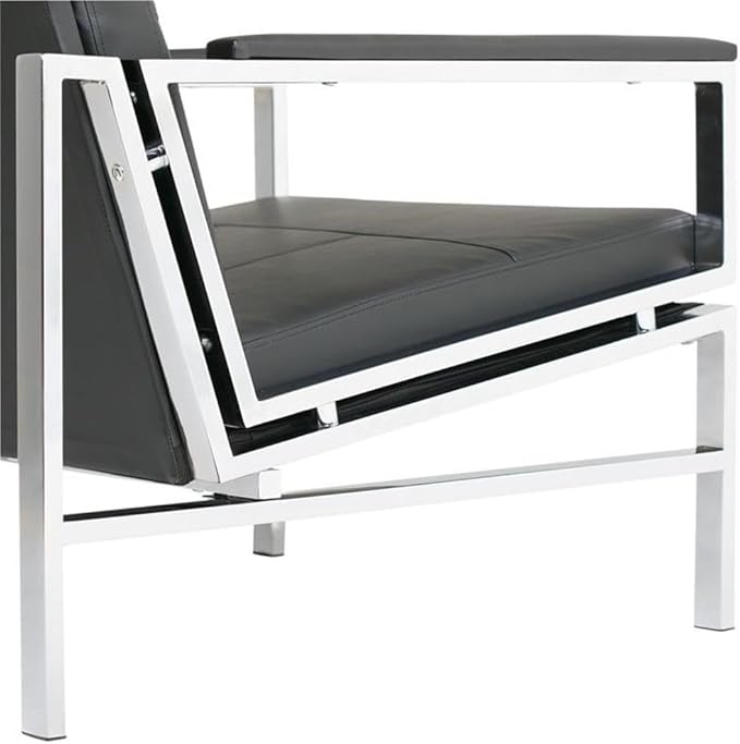 Atlas Modern Accent Chair in Blended Leather Chrome / Black