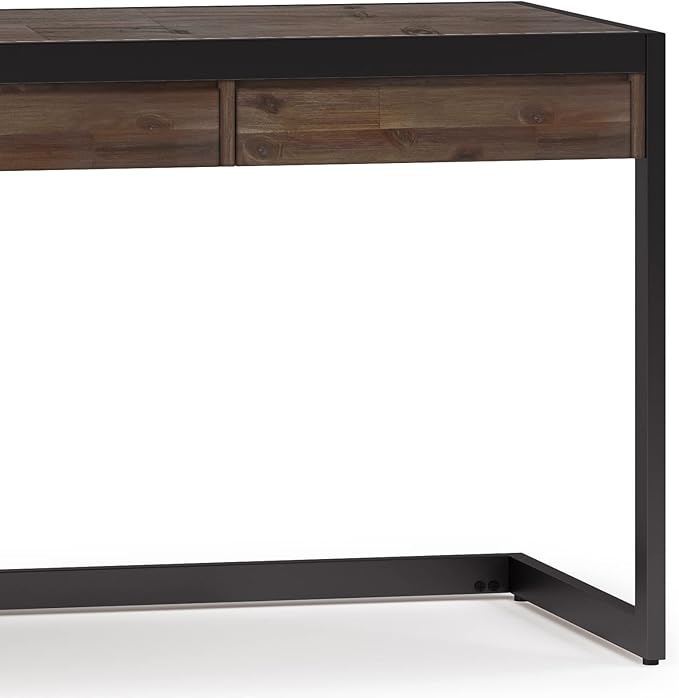 SIMPLIHOME Erina Large Desk - 72 Inch Wide Solid Acacia Wood and Metal Writing Desk in Rustic Natural Aged Brown Modern Industrial Home Office Computer Table with Drawers and Flip-Down Keyboard Tray