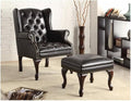 Black Accent Chair with Ottoman - Tufted Living Room Chair