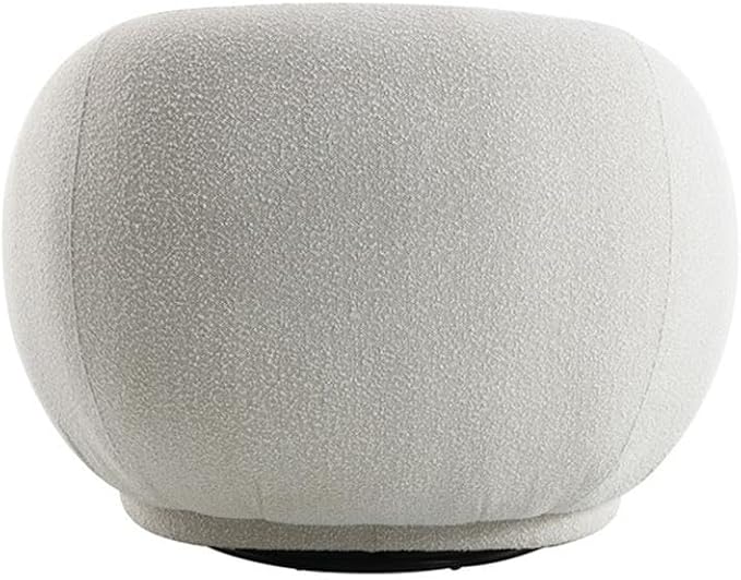 BOWERY HILL Contemporary Swivel Accent Chair 42 W x 40 D x 30 H Boucle Fabric Upholstered in Beige Plush Foam Cushion Modern Style 360-Degree Rotation Living Room or Reading Nook Seating