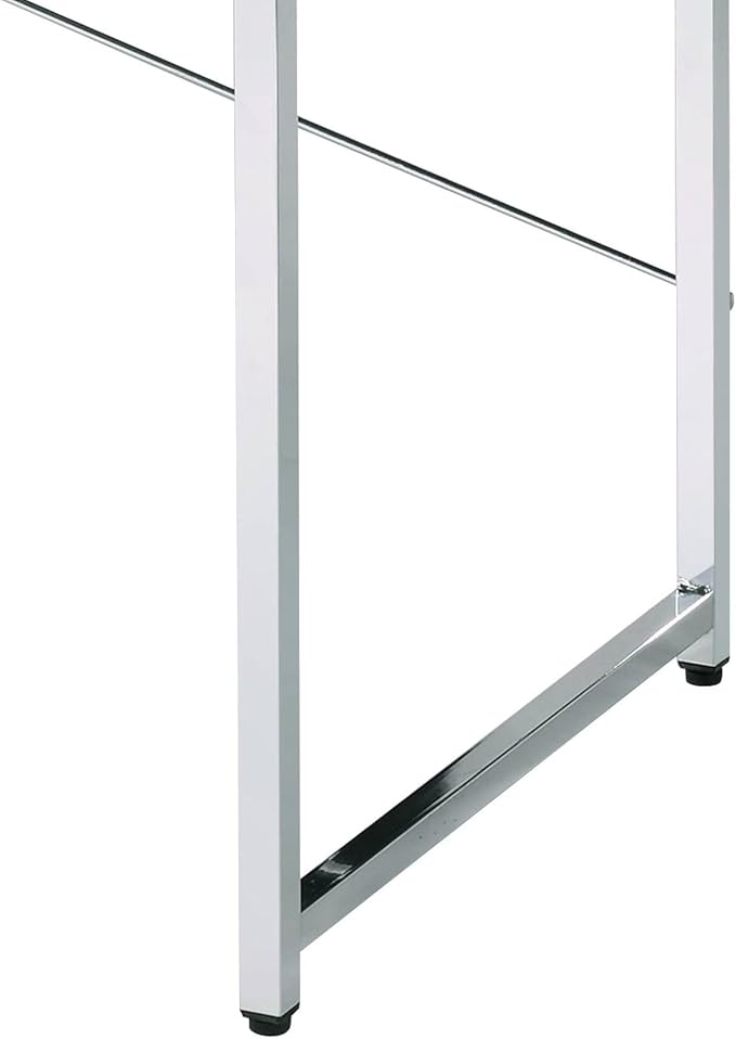 White and Chrome Writing Work Study Desk with Sled Base Metal Frame for Study and Home Office