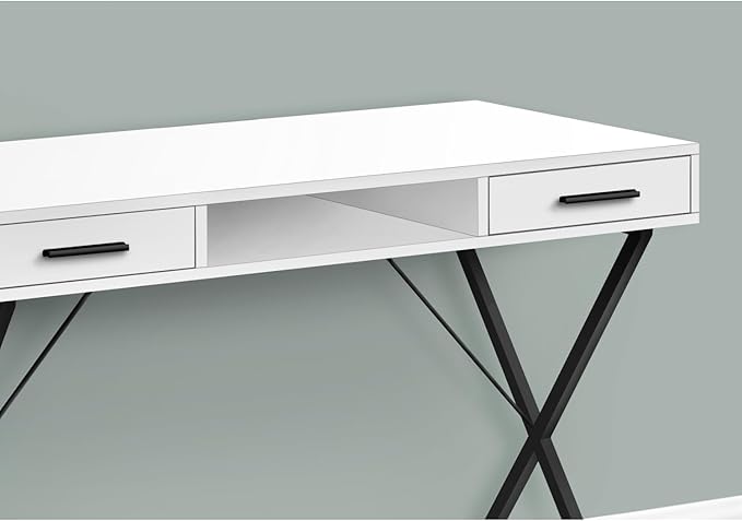 Computer Desk for Home Office - Modern Contemporary White Laminate with Storage Drawers