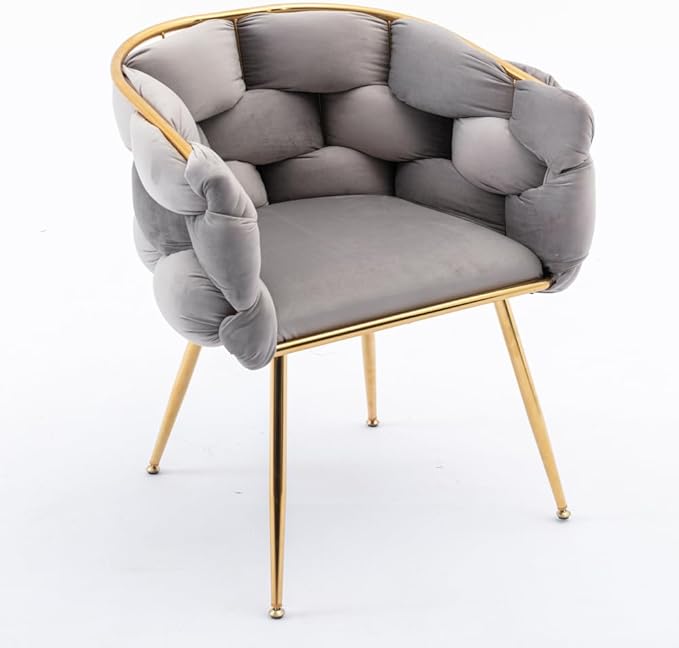 Luxury Modern Simple Leisure Velvet Single Sofa Chair Bedroom Lazy Person Household Dresser Stool Manicure Table Back Chair (Gray + Velvet)