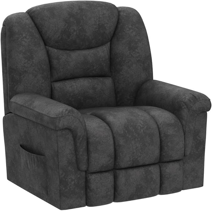 ANJ Rocking Recliner Chair Oversized Swivel Rocker Recliners Comfy Glider Rocking Chairs for Big Man Extra Wide Recliners Overstuffed Reclining Chair for Living Room Grey