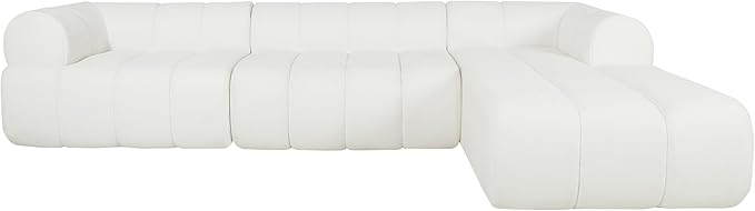 Christopher Knight Home Mania 122 Modular L-Shape Sofa Couch with Chaise Lounge Modern Sectional Sofa Set for Living Room Boucle Fabric Upholstered Cloud Couch with Deep Seat Milky White