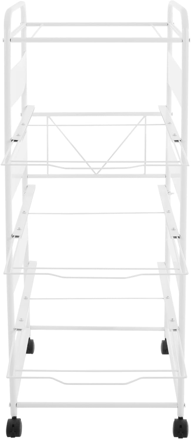 mignonnememe Rolling File Cart 4-Tier Rolling Cart Organizer Hanging Files Stand with Wheels Mobile Filing Cabinet for Office Home School Organization (White)