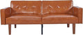 Faux Leather Adjustable Sofa Two-Seater Sofa with Wooden Legs Foldable Sofa Bed mid-Century Style Lounge Sofa Suitable for Apartments Living Room Bedroom Study Office Lounge Brown