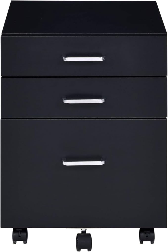 Modern 3 Drawer Small File Cabinet with Lock Under Desk Locking Storage Drawers Organizer for Home Office Filing CabinetsBlack