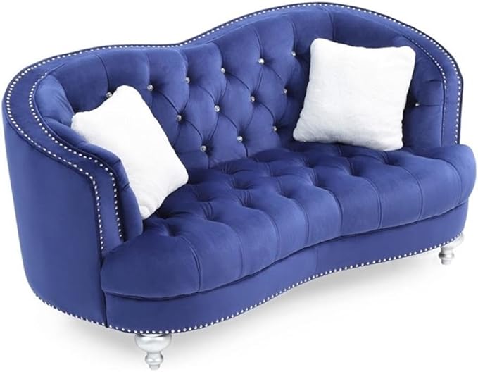 Glory Furniture Jewel Velvet Loveseat in Blue