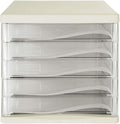 Office Filing Storage File Cabinets 5 Drawers Desktop Plastic File Cabinets Storage Box Home Office Cabinet Desktop Archive Storage Manager Office Supplies (Color:White)