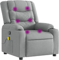 vidaXL Massage Recliner Chair for Elderly - Manual Recliner Lounge Armchair with Vibration Massage Cup Holders Side Pocket in Light Gray Fabric