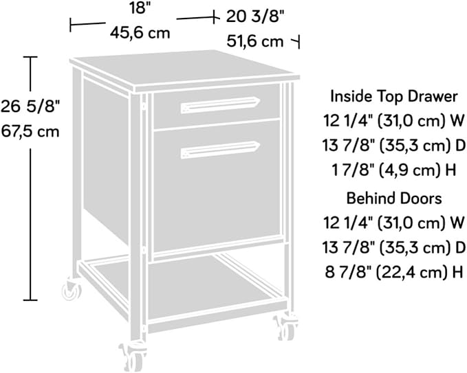 Hassyee Compact Size Two Large Drawers Filing Cabinets with Full Extension Slides for Home Offices or Under Desks Small Spaces Mobile File Cabinets with Smooth-Rolling Casters and Two Locking Wheels