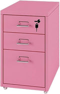 File Cabinet Metal Mobile File Cabinet with Lock and Casters Vertical Filing Cabinet 3/5 /6/8 Drawer Home Office Cabinet for /A4 File (Color : Pink Size : 3 Drawer)