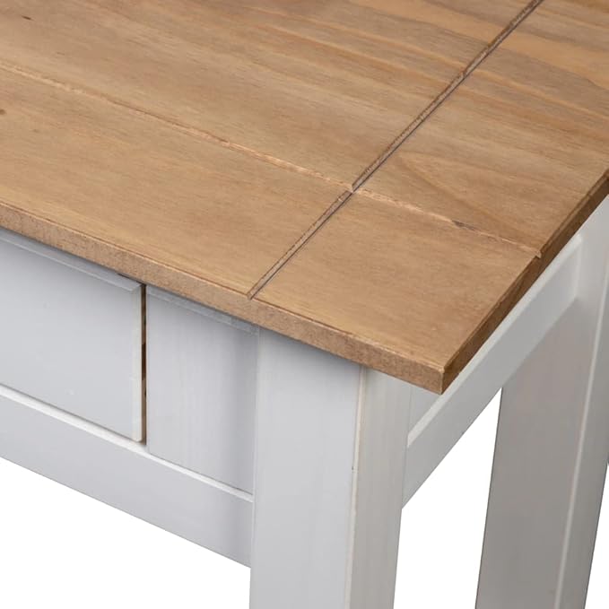 Wooden Writing Computer Desk with 2 Drawers Home Office Desk Writing Study Table for Bedroom Console Table for Living Room White 43.3x15.7x28.3(G)