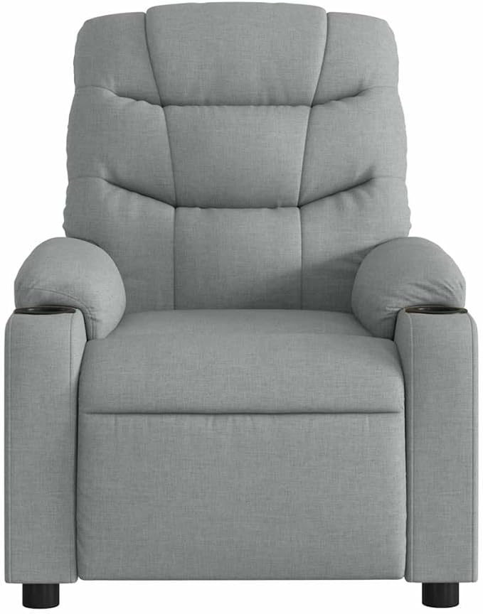 Electric Massage Recliner Chair Light Grey Polyester Fabric Metal Plywood Adjustable Living Room Comfy Relaxation