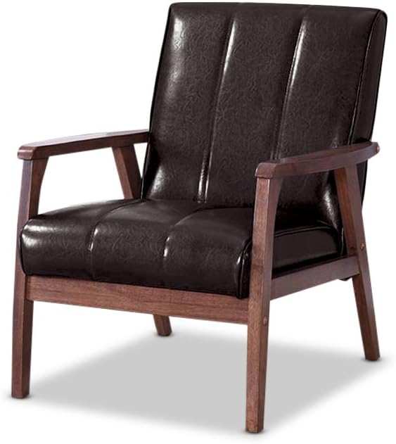 Baxton Studio BBT8011A2-Brown Living-Room-Chairs Medium Leather Dark Brown
