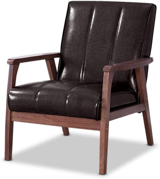 Baxton Studio BBT8011A2-Brown Living-Room-Chairs Medium Leather Dark Brown
