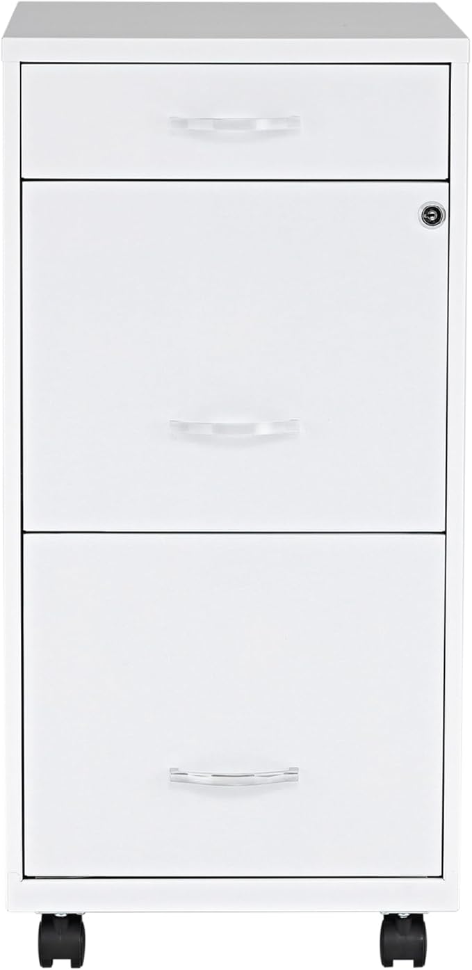 Lorell LYS SOHO Box/File/File Mobile White File Cabinet 3 Drawer 26.5 x 14.3 x 18 in