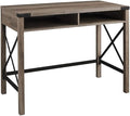 UrbanPro 42 Farmhouse Metal and Wood Desk Gray Wash Finish 31 H x 42 W x 20 D Rustic Writing Desk with Storage Cubbies Cord Management Industrial Style Home Office Furniture