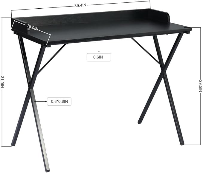 FurnitureR Writing Desk Home Office Computer Desk with Baffle Simple Style PC Laptop Table Study Desk 39.4 Inches Black