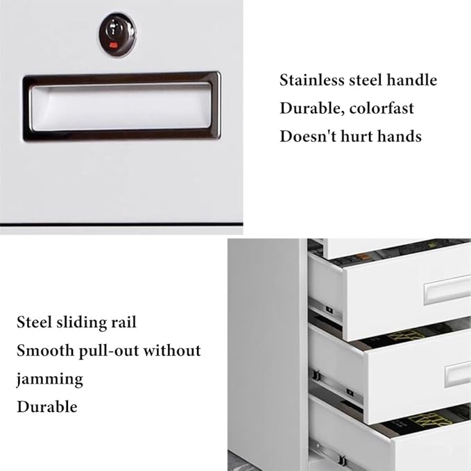 4 Drawer File Cabinet with Lock Metal Vertical File Cabinets with Lock for Home Office Narrow Office Steel Filing Cabinet Under Desk for A4/ Legal/Letter