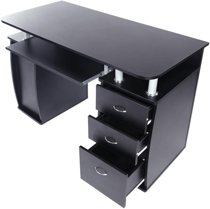 Computer DeskComputer Writing Desk with 1 Door &amp 3 DrawersHome Office Study DeskStudy Writing Desk for Bedroom Workstation